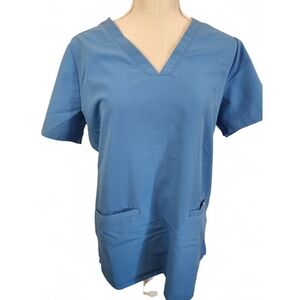 Figs Casma Womens  Scrub Top Blue Medium Medical Nurse Uniform